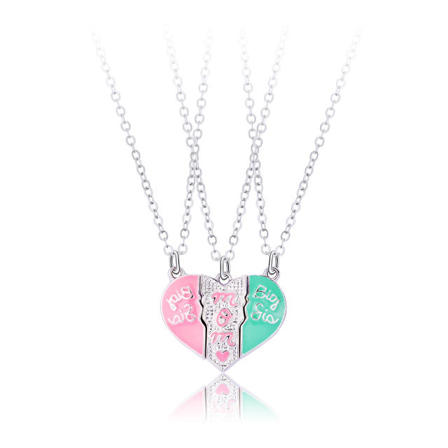 3pcs mother's day heart pendant Magnetic attraction necklace set