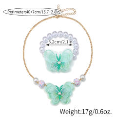 Hot sale sweet lace butterfly kids jewelry set