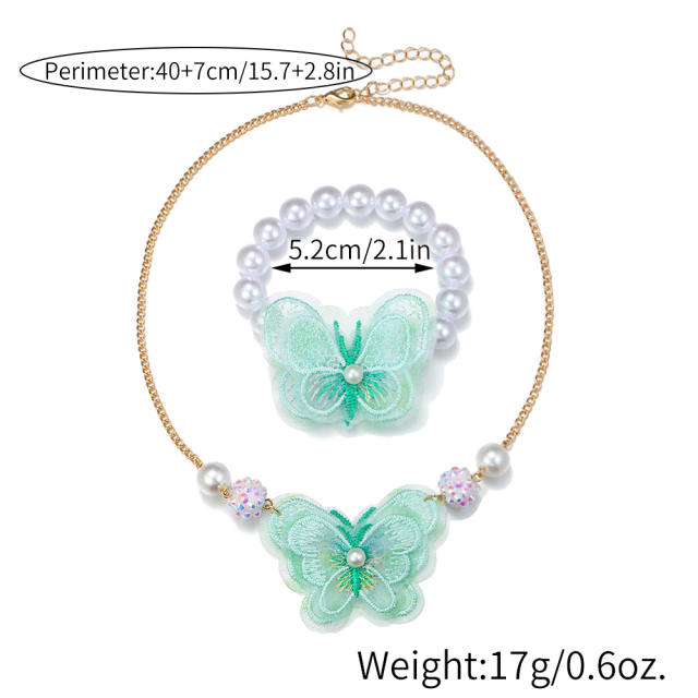 Hot sale sweet lace butterfly kids jewelry set