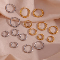 Concise stainless steel hoop earrings