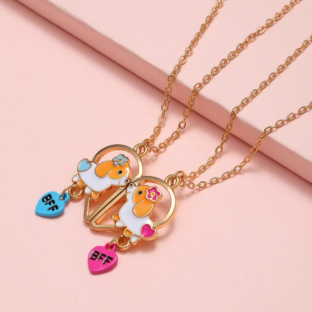Cute puppy Magnetic attraction BFF necklace set