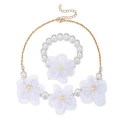 Sweet mesh flower cute kids jewelry set