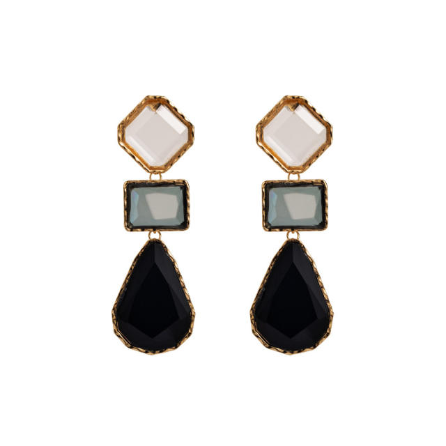 Boho chunky color resin geometric alloy earrings