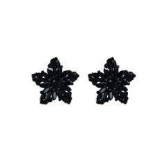 Chunky color glass crystal statement star earrings