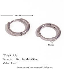 Concise stainless steel hoop earrings