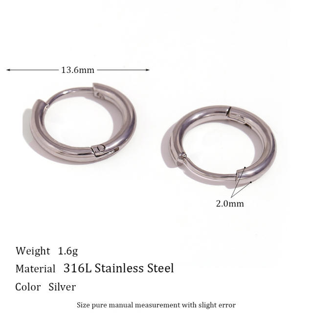 Concise stainless steel hoop earrings