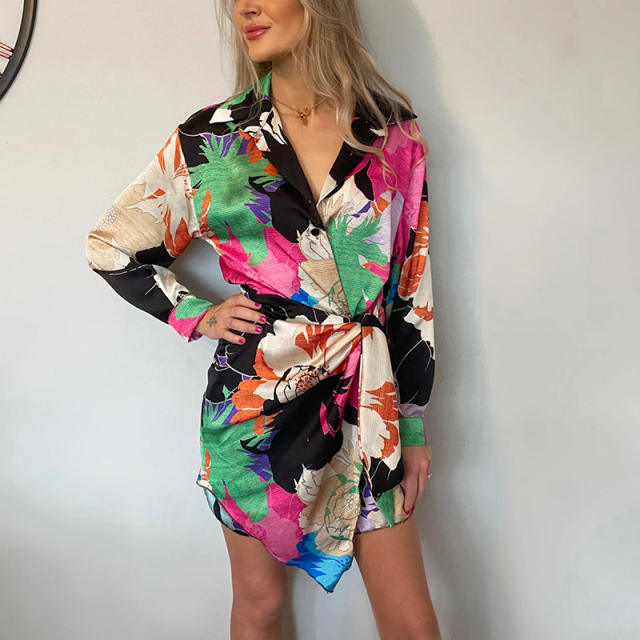 Amazon hot sale color patterned shirt short dress