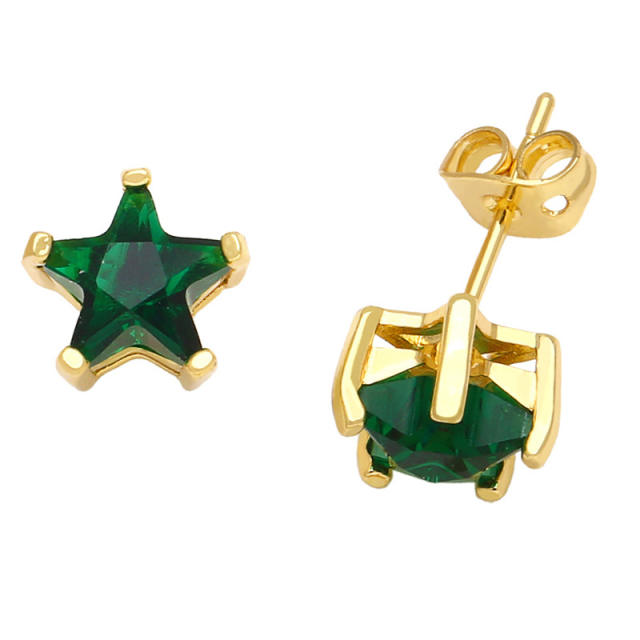 Elegant emerald cubic zircon 925 needle cartilage earrings