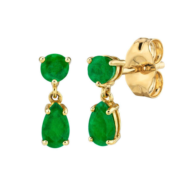 Elegant emerald cubic zircon 925 needle cartilage earrings