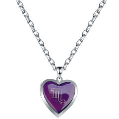 Personality color changing zodiac stainless steel chain necklace
