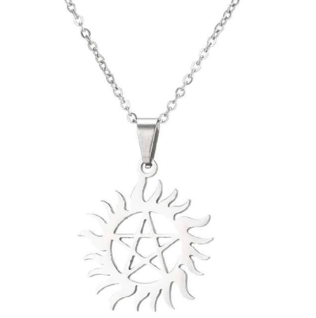 Hot sale dainty sun flower hollow stainless steel necklace