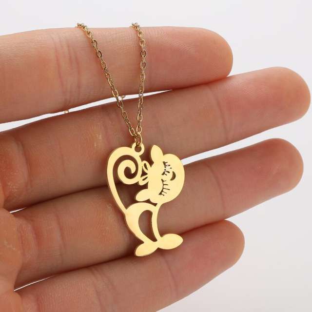 Cartoon animal hollow out pendant stainless steel necklace