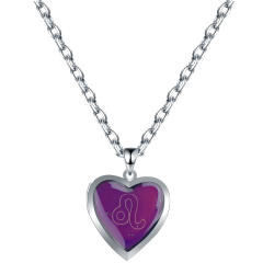 Personality color changing zodiac stainless steel chain necklace