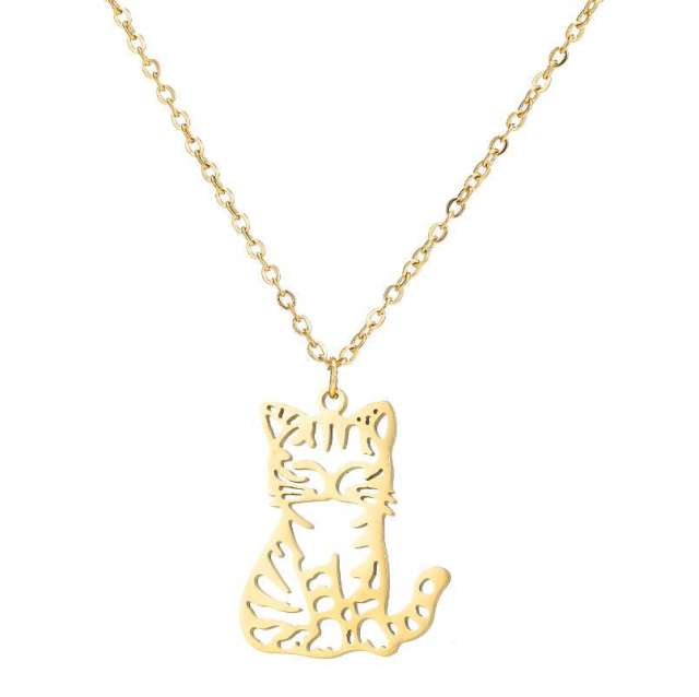 Dainty cute animal hollw out stainless steel necklace