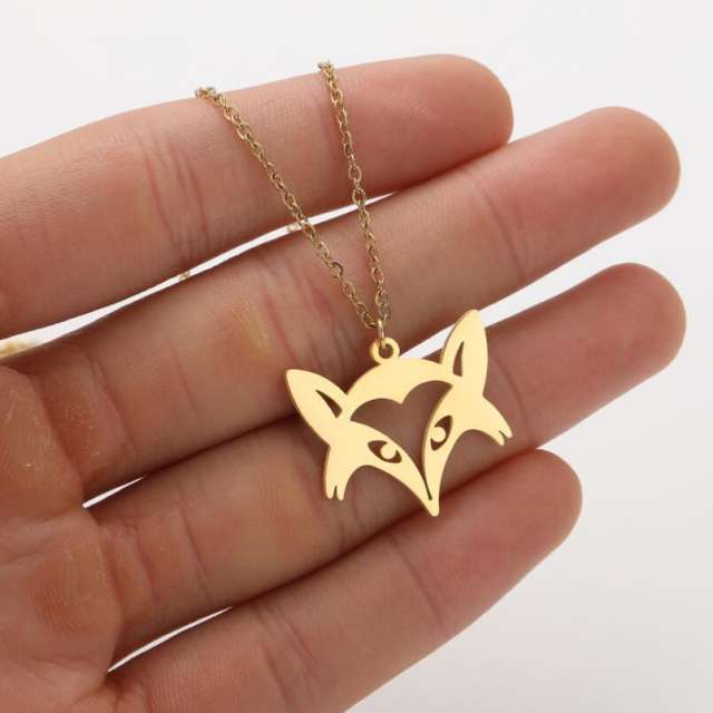 Cartoon animal hollow out pendant stainless steel necklace