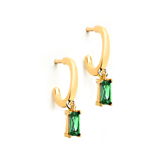 Elegant emerald cubic zircon 925 needle cartilage earrings