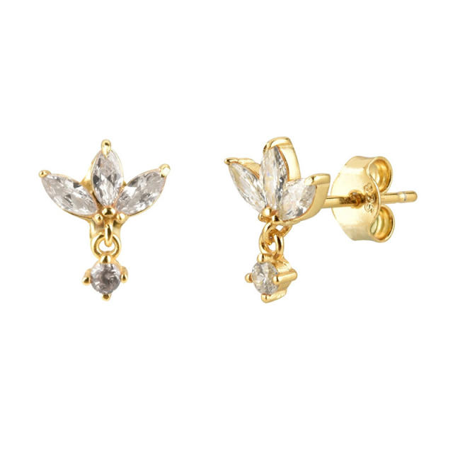 Elegant white cubic zircon copper cartilage earrings