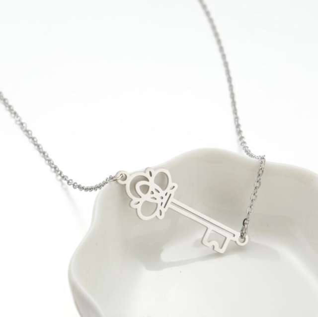 Personality hollow out letter car sweet stainless steel necklace