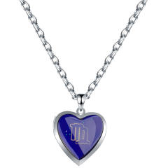 Personality color changing zodiac stainless steel chain necklace