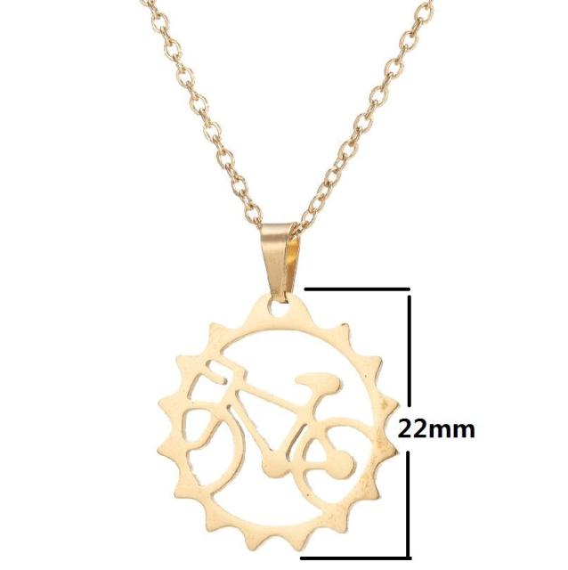 Hot sale dainty sun flower hollow stainless steel necklace