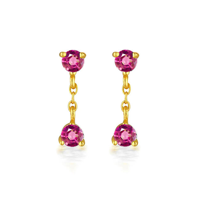 Hot sale ruby cubic zircon copper 925 needle cartilage earrings