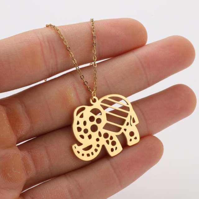 Cartoon animal hollow out pendant stainless steel necklace