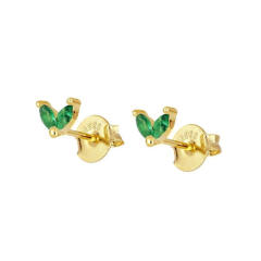 Elegant emerald cubic zircon 925 needle cartilage earrings