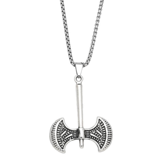 Hiphop alloy axe pendant stainless steel chain necklace for men
