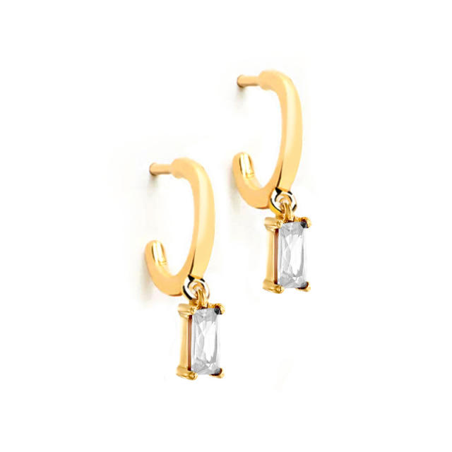 Elegant white cubic zircon copper cartilage earrings