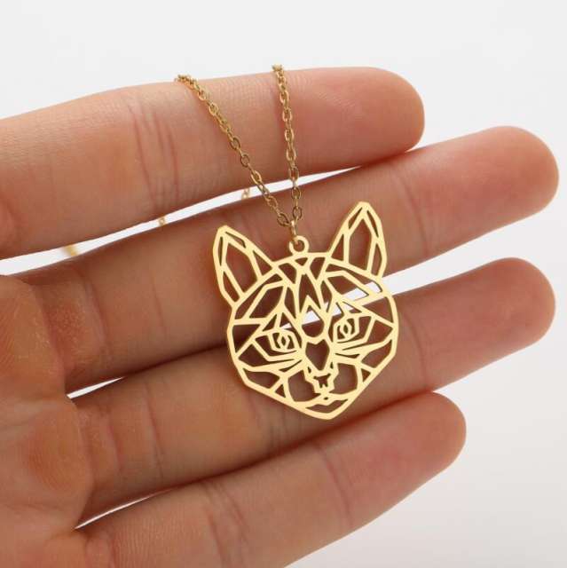 Cartoon animal hollow out pendant stainless steel necklace