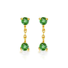 Elegant emerald cubic zircon 925 needle cartilage earrings