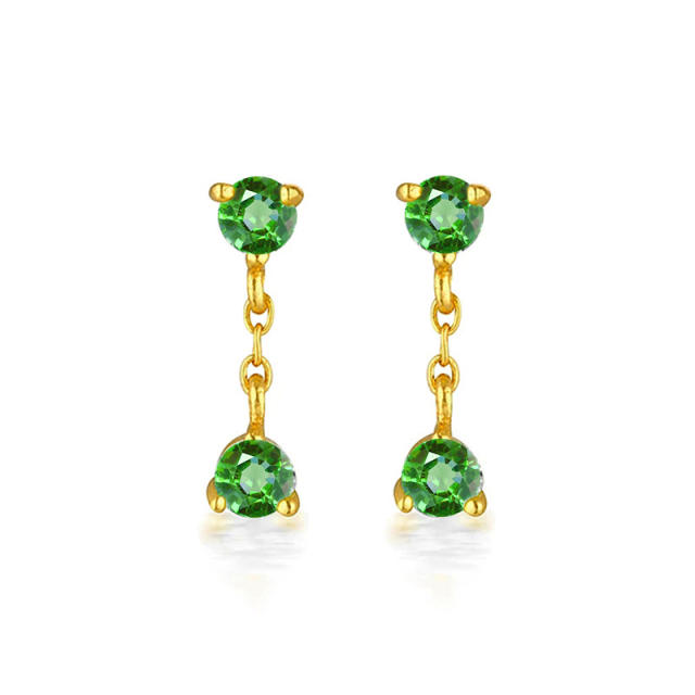 Elegant emerald cubic zircon 925 needle cartilage earrings