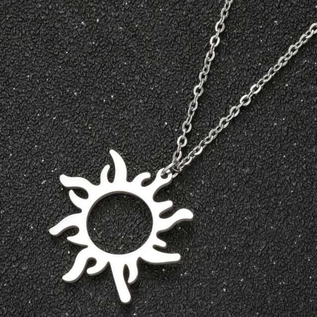 Hot sale dainty sun flower hollow stainless steel necklace