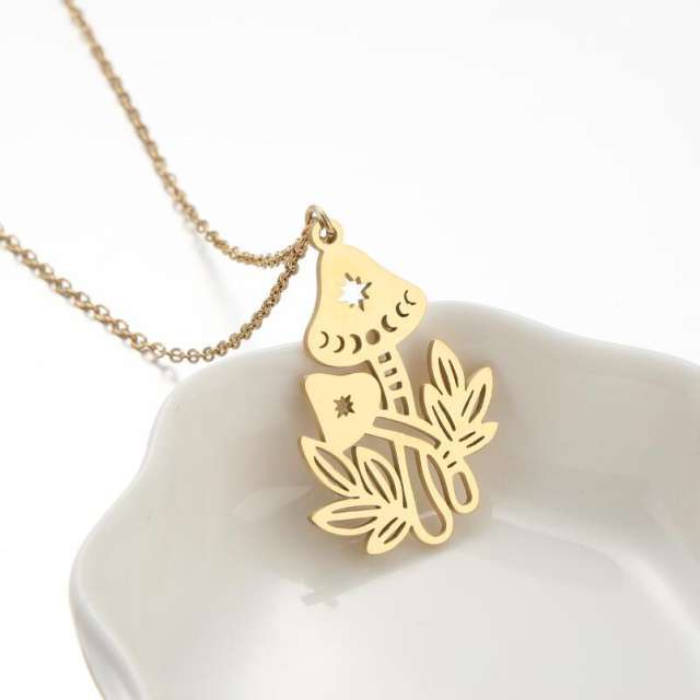 Cute cartoon animal pendant hollow out stainless steel necklace