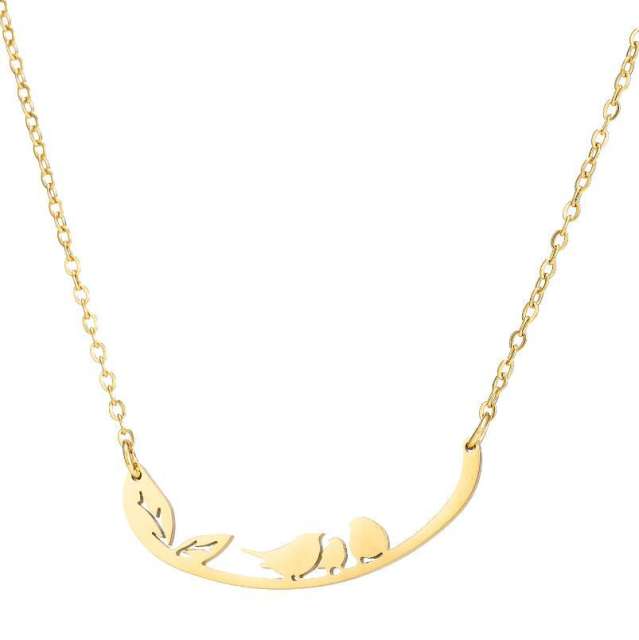 Dainty cute animal hollw out stainless steel necklace