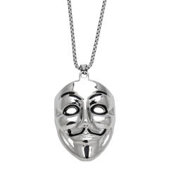 Hiphop silver color mask alloy pendant stainless steel chain necklace for men