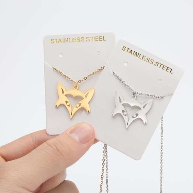 Cartoon animal hollow out pendant stainless steel necklace