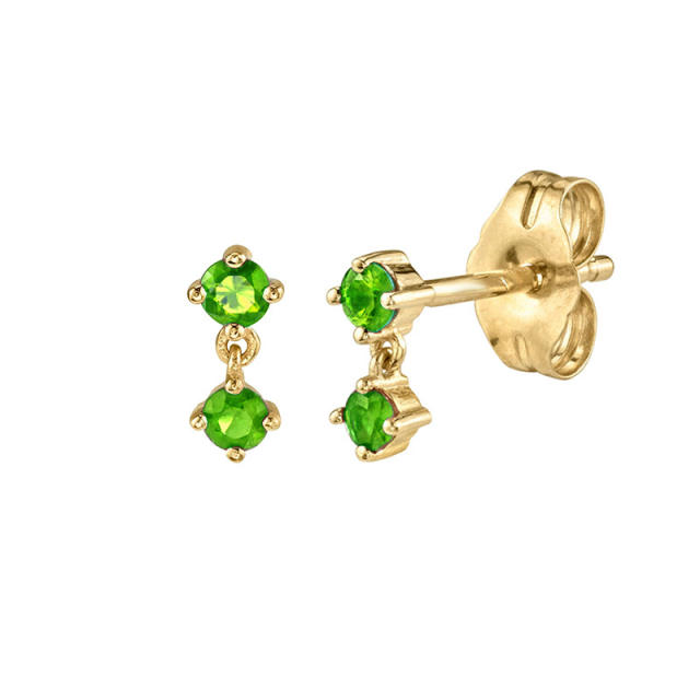 Elegant emerald cubic zircon 925 needle cartilage earrings