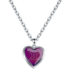 Personality color changing zodiac stainless steel chain necklace