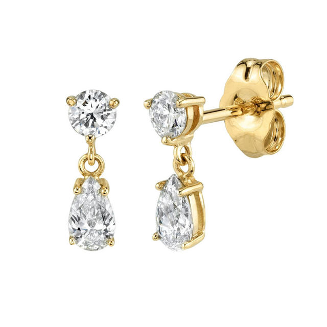 Elegant white cubic zircon copper cartilage earrings
