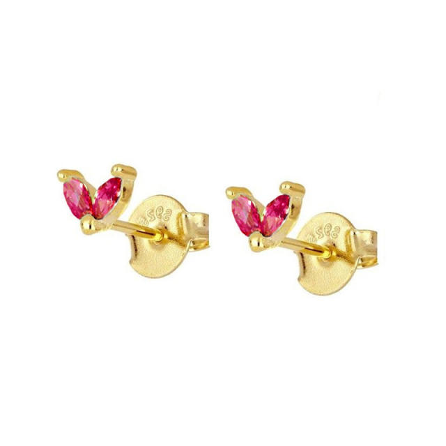 Hot sale ruby cubic zircon copper 925 needle cartilage earrings