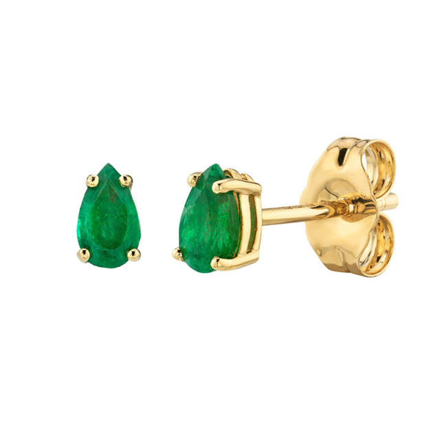 Elegant emerald cubic zircon 925 needle cartilage earrings