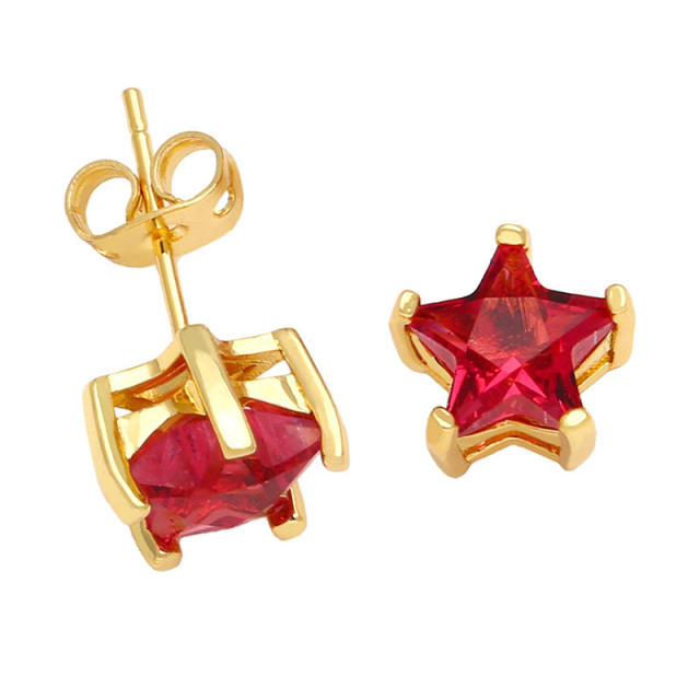 Hot sale ruby cubic zircon copper 925 needle cartilage earrings