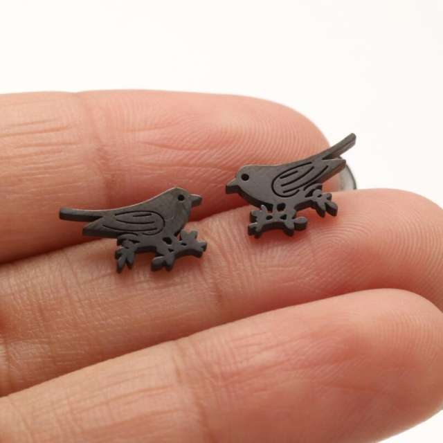 Hiphop cute birds deer animal cheap price stainless steel studs earrings