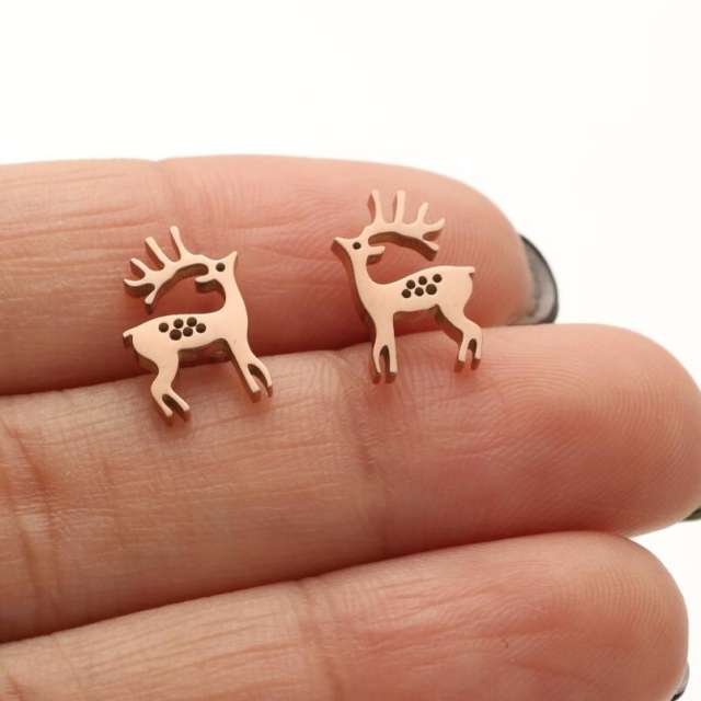 Hiphop cute birds deer animal cheap price stainless steel studs earrings