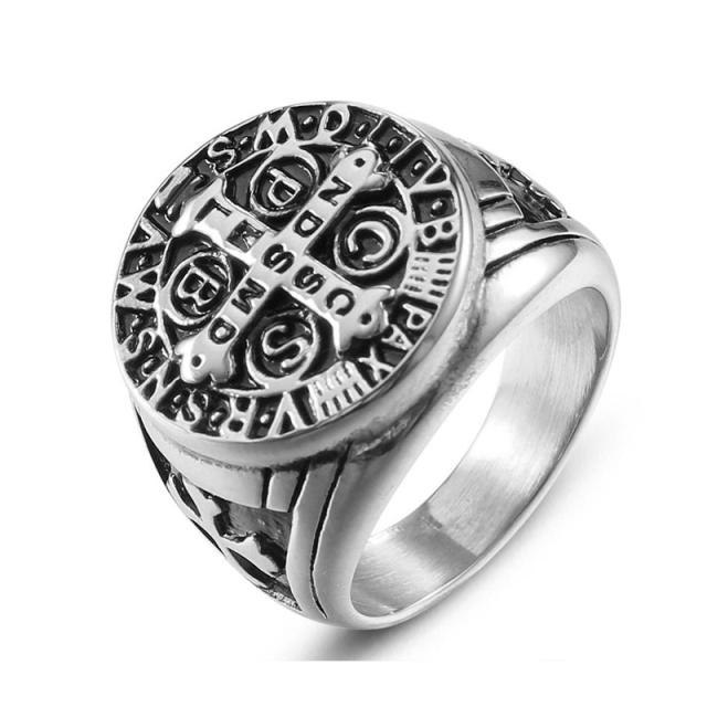 Vintage baroque trend stainless steel signt ring for men
