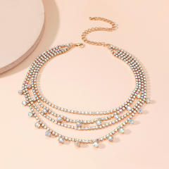 Delicate pave setting cubic zircon layer choker