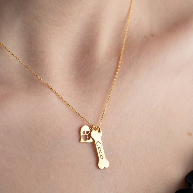 Pet lovers custom engrave name stainless steel necklace