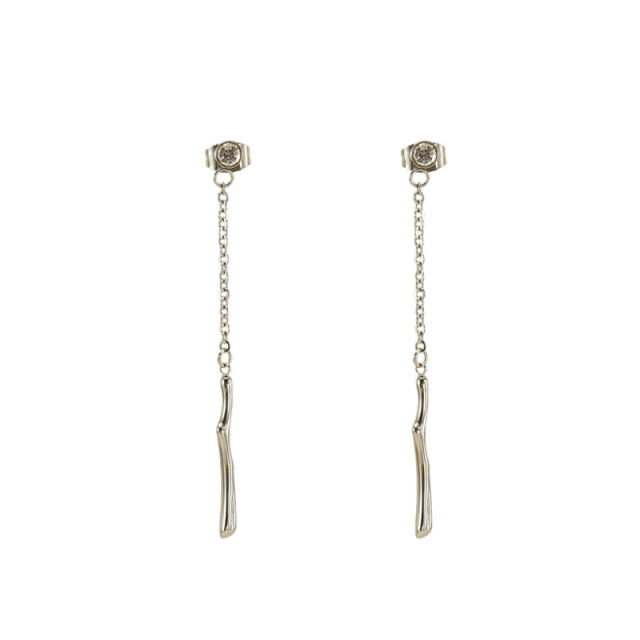 INS bamboo pendant stainless steel earrings