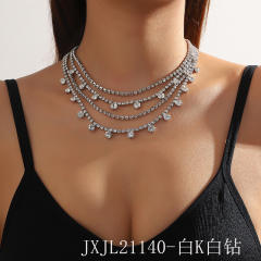Delicate pave setting cubic zircon layer choker